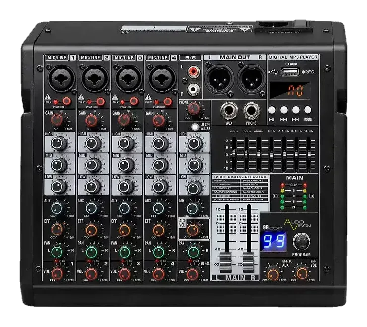 Микшерный пульт 6 канальный AudioVision AV-M6